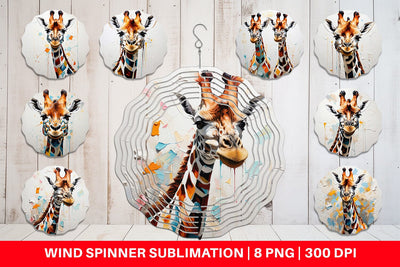 Wind Spinner 3D Giraffe Painting Sublimation artnoy 