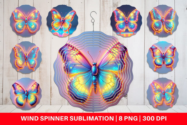 Wind Spinner 3D Glowing Butterfly Sublimation artnoy 