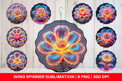 Wind Spinner 3D Glowing Flower Sublimation artnoy 