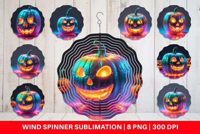 Wind Spinner 3D Glowing Jack O Lantern Sublimation artnoy 