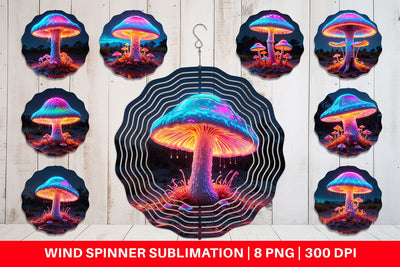 Wind Spinner 3D Glowing Mushroom Sublimation artnoy 