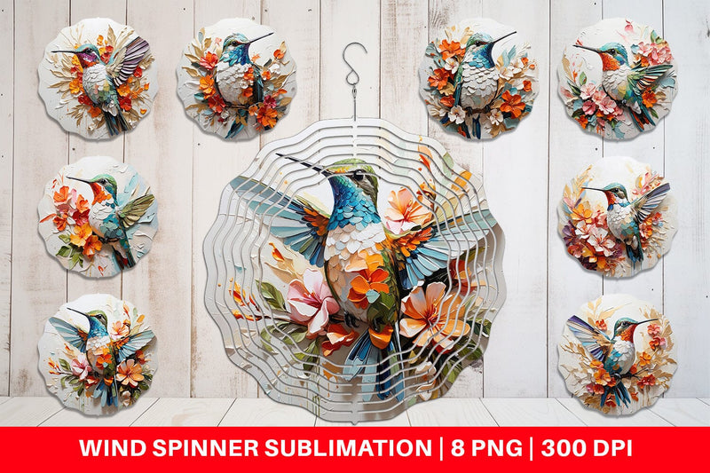 Wind Spinner 3D Hummingbird Painting Sublimation artnoy 