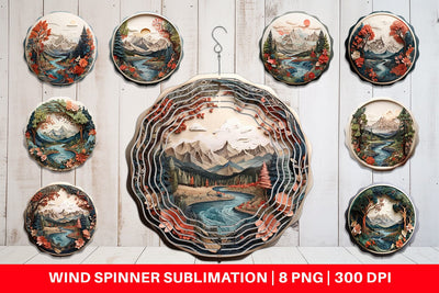 Wind Spinner 3D Landscape Mountain Tree Sublimation artnoy 