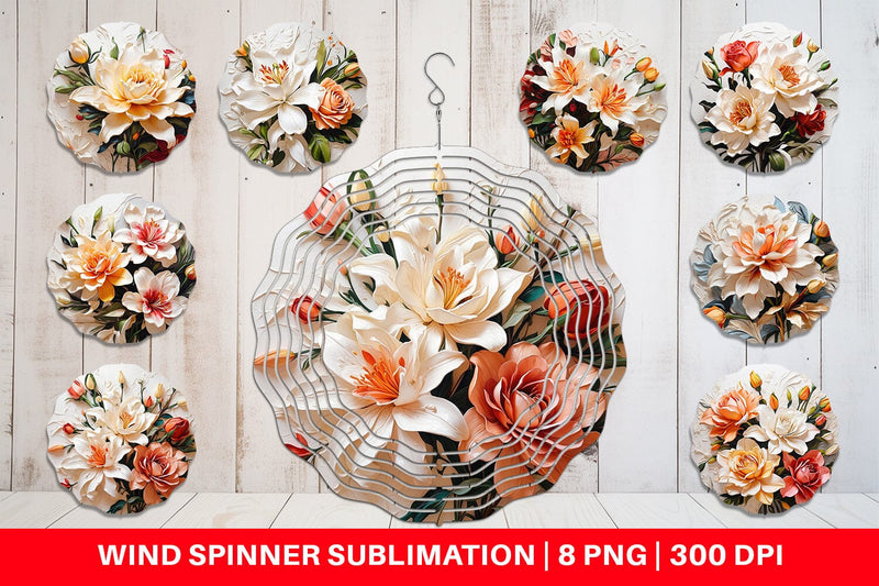 Wind Spinner 3D Lily Flower Painting Sublimation artnoy 