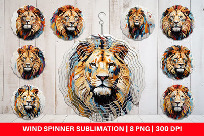 Wind Spinner 3D Lion Painting Sublimation artnoy 