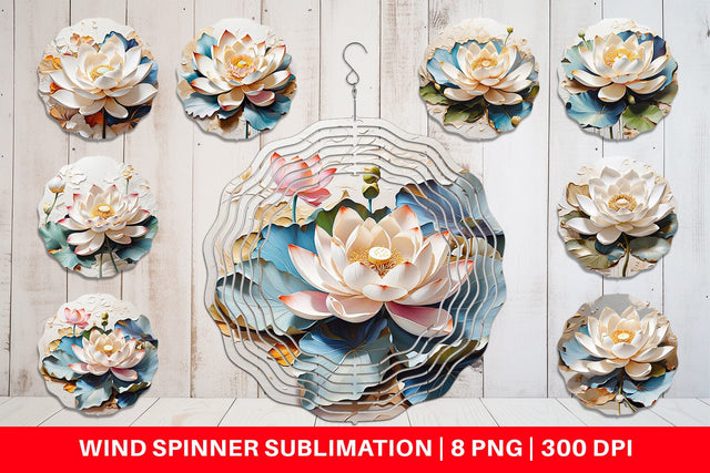 Wind Spinner 3D Lotus Flower Painting Sublimation artnoy 