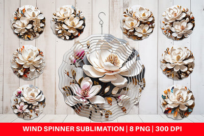 Wind Spinner 3D Magnolia Flower Sublimation artnoy 