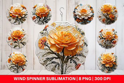 Wind Spinner 3D Marigold Flower Sublimation artnoy 