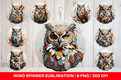 Wind Spinner 3D Owl Painting Sublimation artnoy 