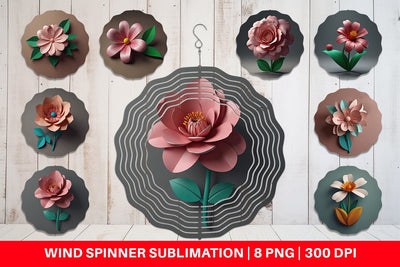 Wind Spinner 3D Paper Cut Flower Sublimation artnoy 