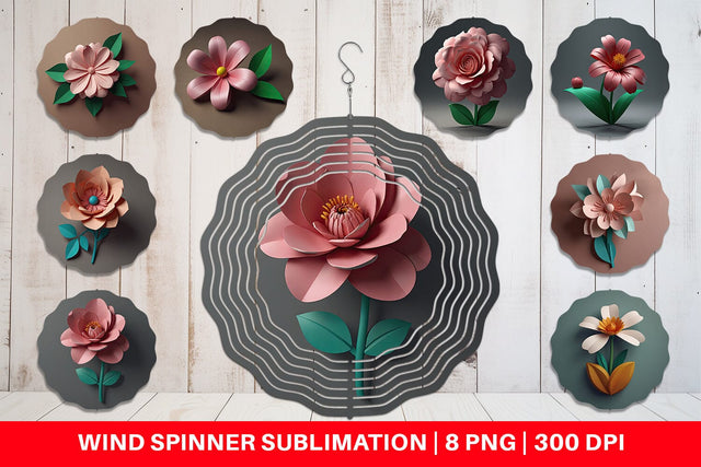 Wind Spinner 3D Paper Cut Flower Sublimation artnoy 