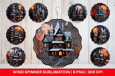 Wind Spinner 3D Paper Haunted House Sublimation artnoy 