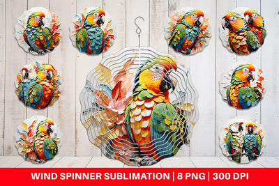 Wind Spinner 3D Parrot Painting Sublimation artnoy 