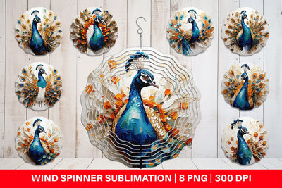 Wind Spinner 3D Peacock Painting Sublimation artnoy 