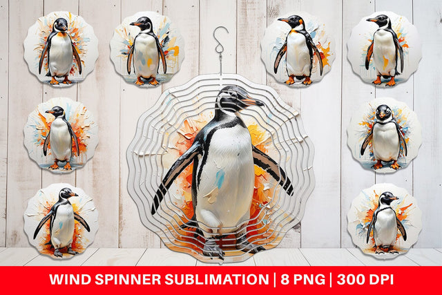 Wind Spinner 3D Penguin Painting Sublimation artnoy 