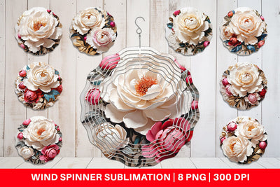 Wind Spinner 3D Peony Flower Sublimation artnoy 