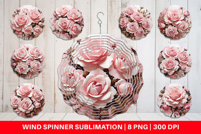 Wind Spinner 3D Pink Rose Sublimation artnoy 