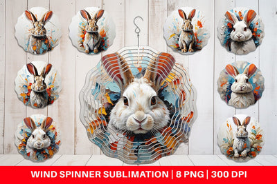 Wind Spinner 3D Rabbit Painting Sublimation artnoy 