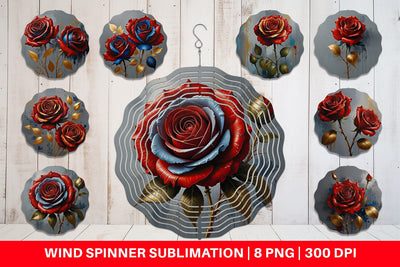 Wind Spinner 3D Red Rose Sublimation artnoy 