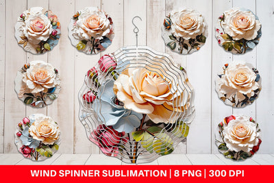 Wind Spinner 3D Rose Flower Sublimation artnoy 