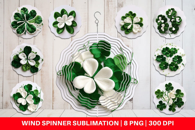 Wind Spinner 3D Shamrocks Embroidery Sublimation artnoy 