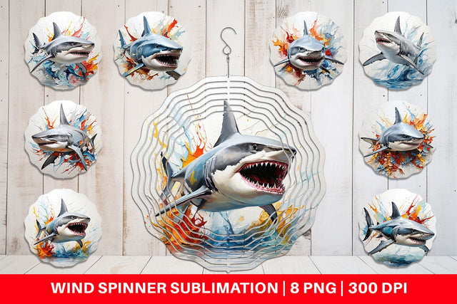 Wind Spinner 3D Shark Painting Sublimation artnoy 