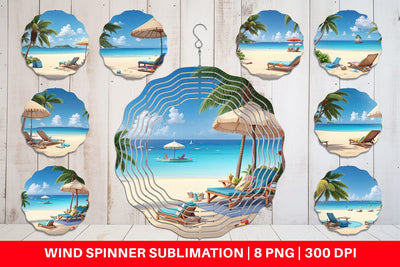 Wind Spinner 3D Summer Beach Sublimation artnoy 