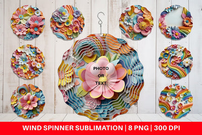Wind Spinner 3D Summer Flowers Sublimation artnoy 