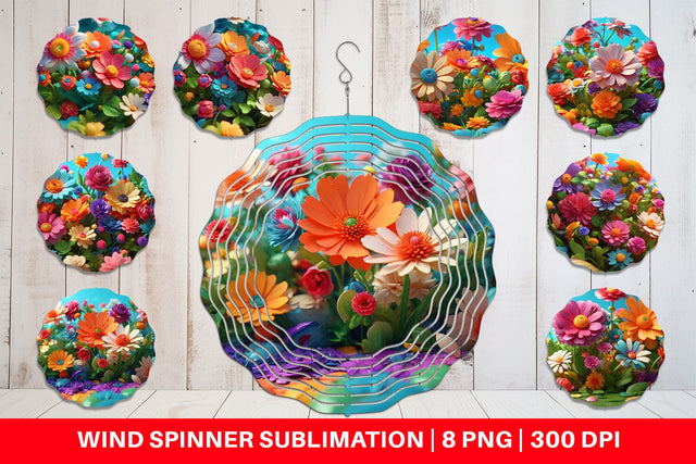 Wind Spinner 3D Summer Flowers Sublimation artnoy 