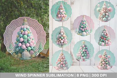 Wind Spinner 3D Tree Christmas Pastel Sublimation artnoy 
