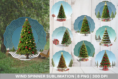 Wind Spinner 3D Tree Christmas Sublimation artnoy 