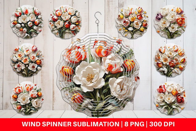 Wind Spinner 3D Tulip Flower Painting Sublimation artnoy 