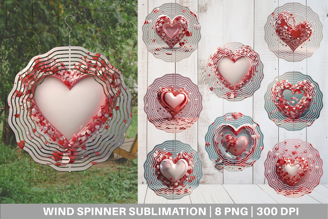Wind Spinner 3D Valentine Heart Sublimation artnoy 