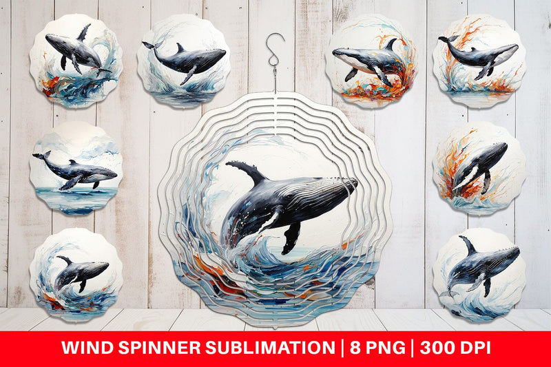 Wind Spinner 3D Whale Painting Sublimation artnoy 
