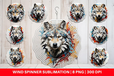 Wind Spinner 3D Wolf Painting Sublimation artnoy 