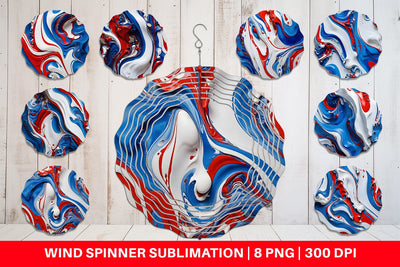 Wind Spinner 4th July Marble Texture Sublimation artnoy 