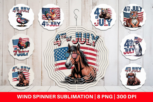 Wind Spinner 4th of July Animal Sublimation artnoy 