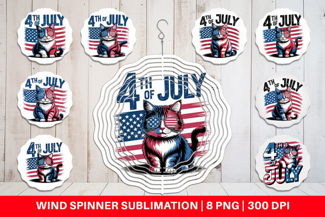 Wind Spinner 4th of July Cat Sublimation artnoy 