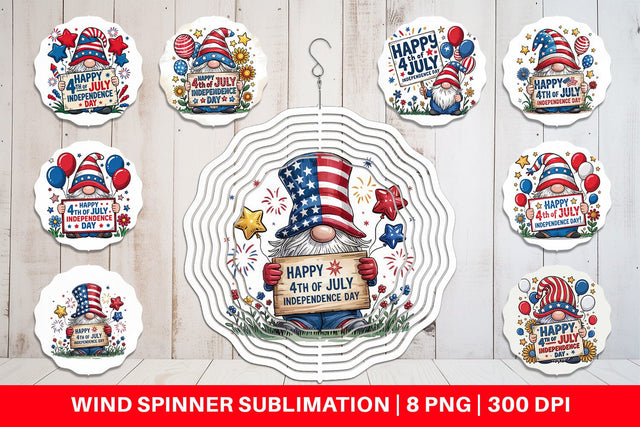 Wind Spinner 4th of July Gnome Sublimation artnoy 
