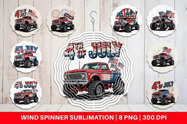 Wind Spinner 4th of July Monster Truck Sublimation artnoy 