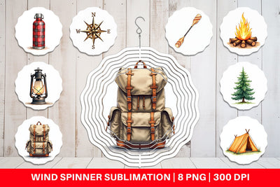 Wind Spinner 70s Retro Summer Camp Watercolor Sublimation artnoy 