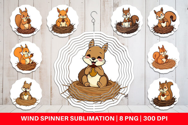 Wind Spinner Acorn Squirrel Sublimation artnoy 