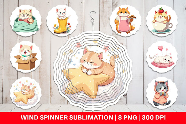 Wind Spinner Adorable Cat Sublimation artnoy 