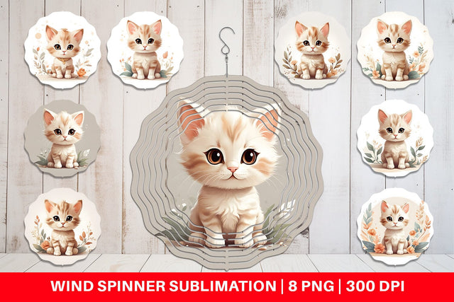 Wind Spinner Adorable Cute Cat Sublimation artnoy 