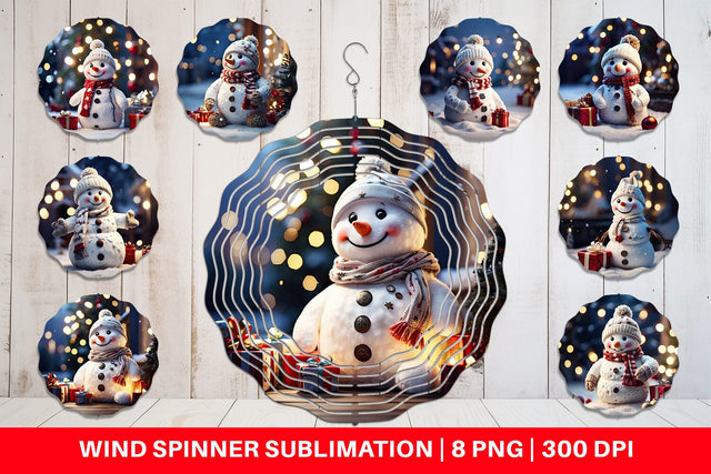Wind Spinner Adorable Snowman Christmas Sublimation artnoy 