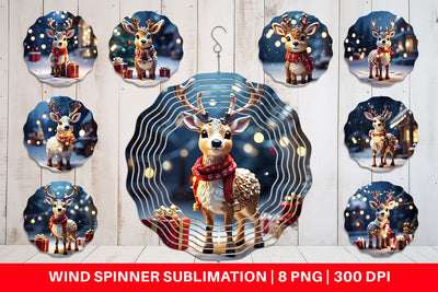 Wind Spinner Adorable Snowy Deer Sublimation artnoy 
