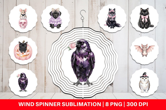 Wind Spinner Adorable Spooky Coquette Animals Sublimation artnoy 