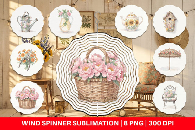 Wind Spinner Airy Sun-Drenched Garden Watercolor Sublimation artnoy 