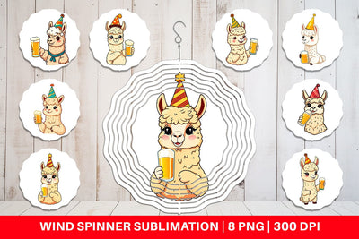 Wind Spinner Alpaca Beer Day Sublimation artnoy 