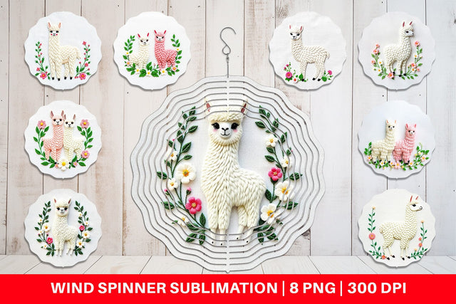 Wind Spinner Alpaca Embroidery Sublimation artnoy 